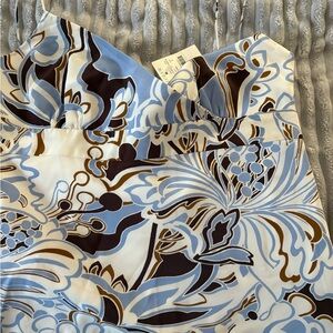 J. Crew Blue and Brown Floral Top